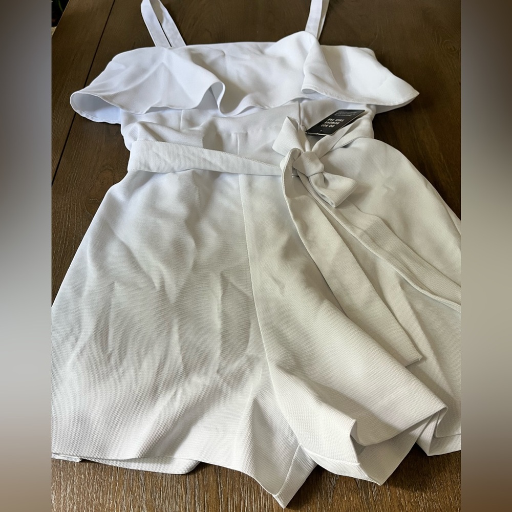 Express White Ruffle Top Cami Romper - Picture 10 of 13